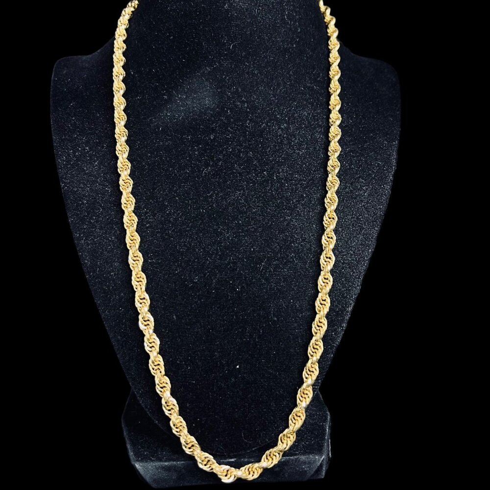 Vintage Chunky Gold Tone Rope Chain Necklace (5357)